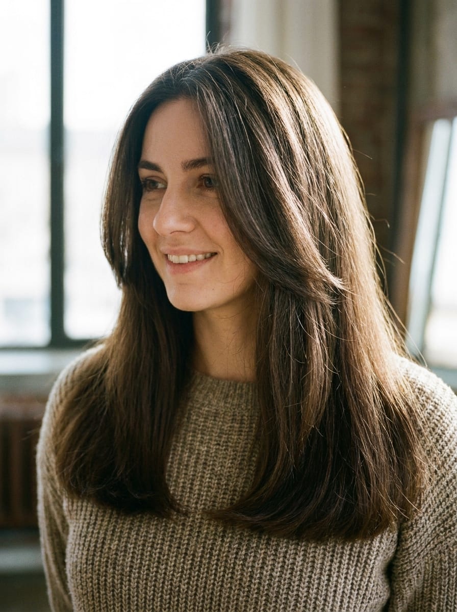 Glatte Haare mit soften Innenstufen - Frisur für glatte Haare